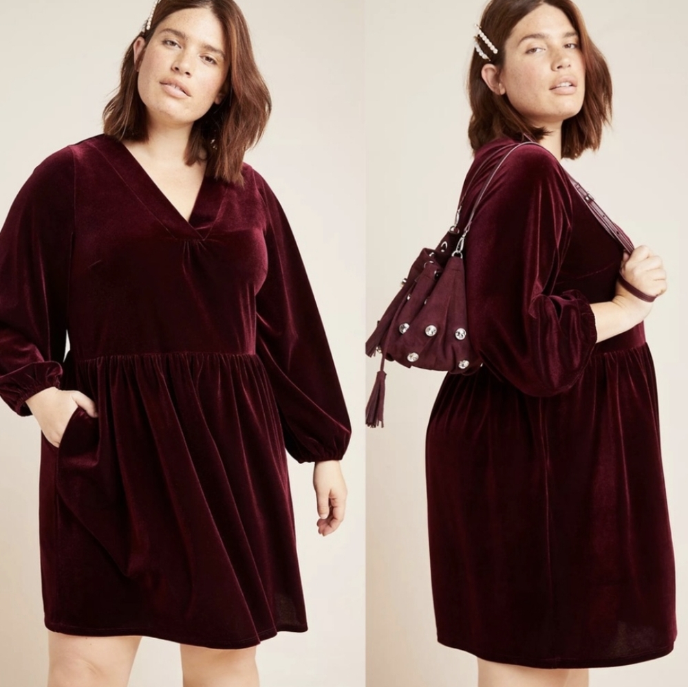 Anthropologie Amadi Velvet Midi Dress